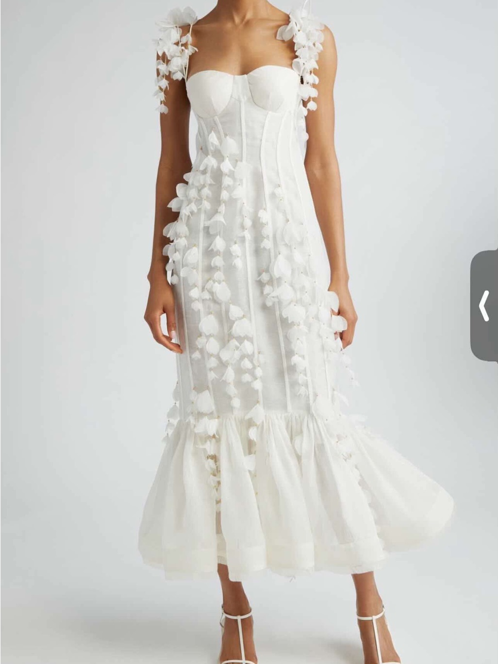 Zimmermann Petal Appliqu Linen-Silk Corset Gown - Size 2 (6-8) - Nwot